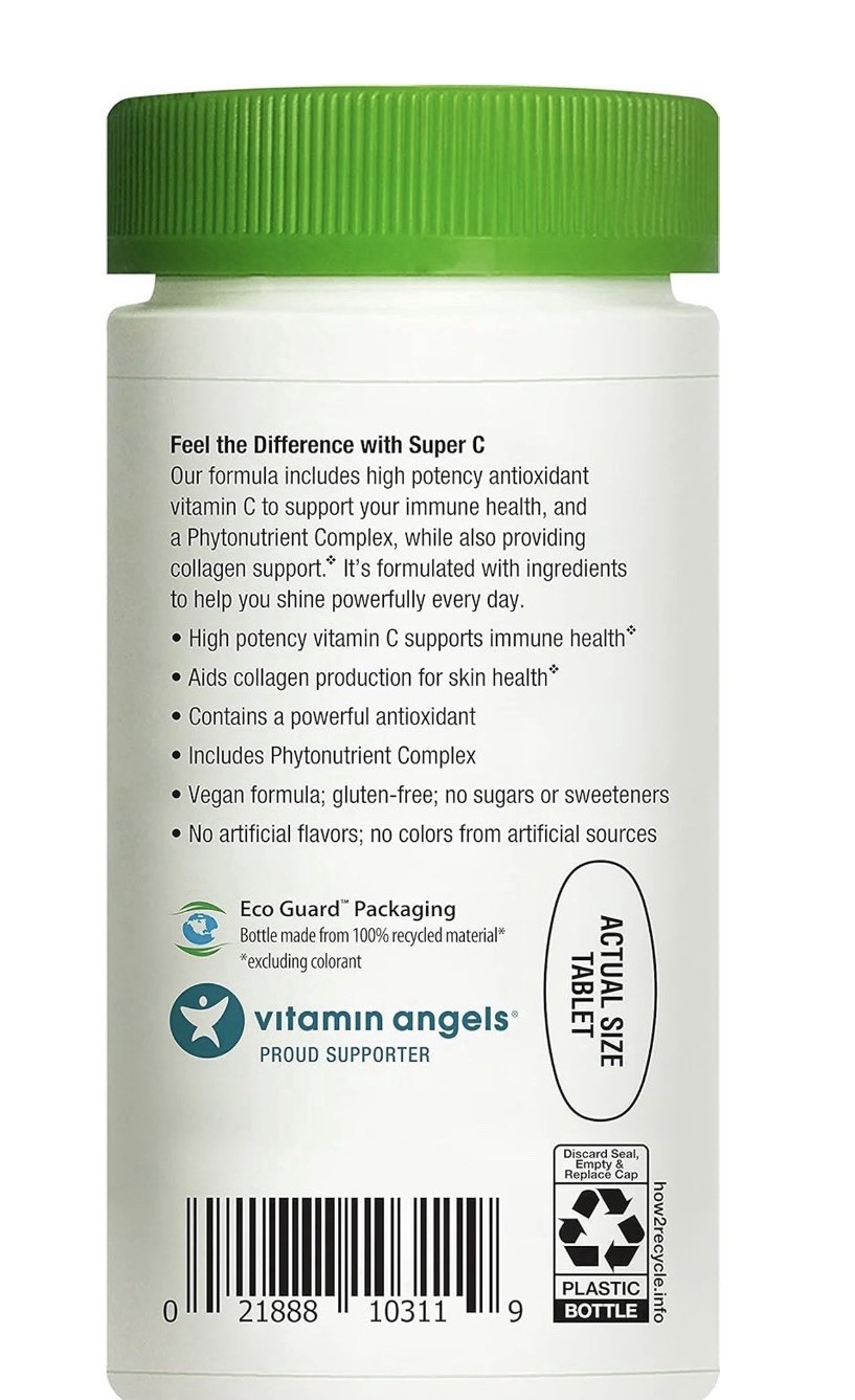 Rainbow Light Super C 1000mg Vitamin C Tablets 60 Vegan Gluten-Free Immune