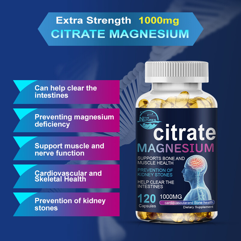 Magnesium Citrate Capsules 1000mg Supports Bone,Heart Health Citrato De Magnesio