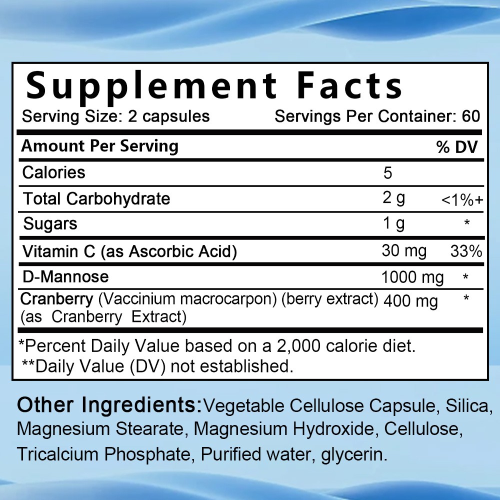 D-Mannose – 30/60/120 Capsules – 1000mg – for Kidney Function – Vegan