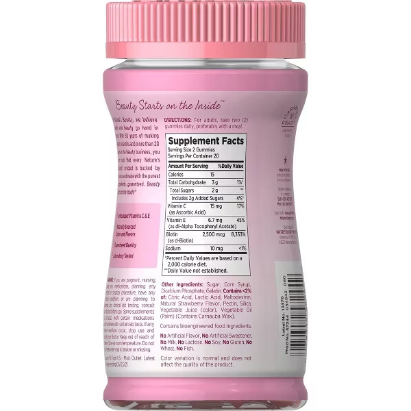 Nature’s Bounty Optimal Solutions Hair, Skin & Nails Gummies with Biotin – 40ct
