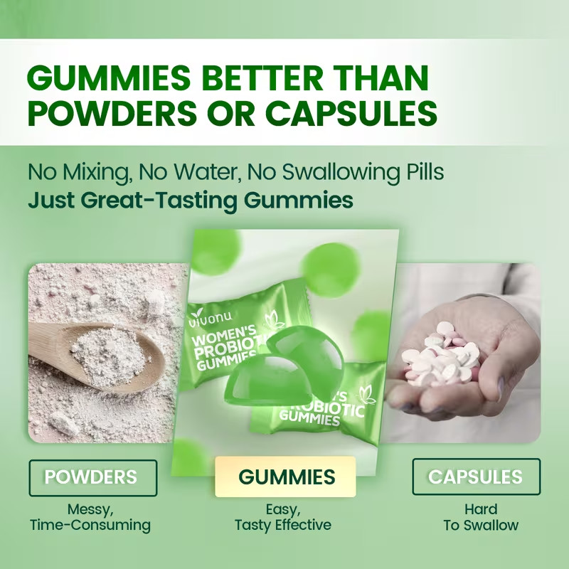 Vaginal Probiotics for Women, Feminine Balance pH Gummies 60ct/1bag Green Apple