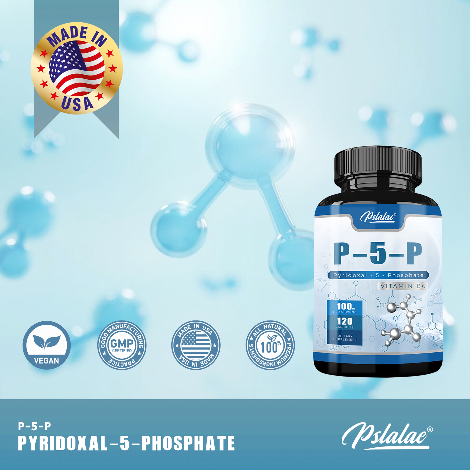 P-5-P Capsules 100mg – Vitamin B6 Supplement, PMS & Fatigue, for Inflammatory