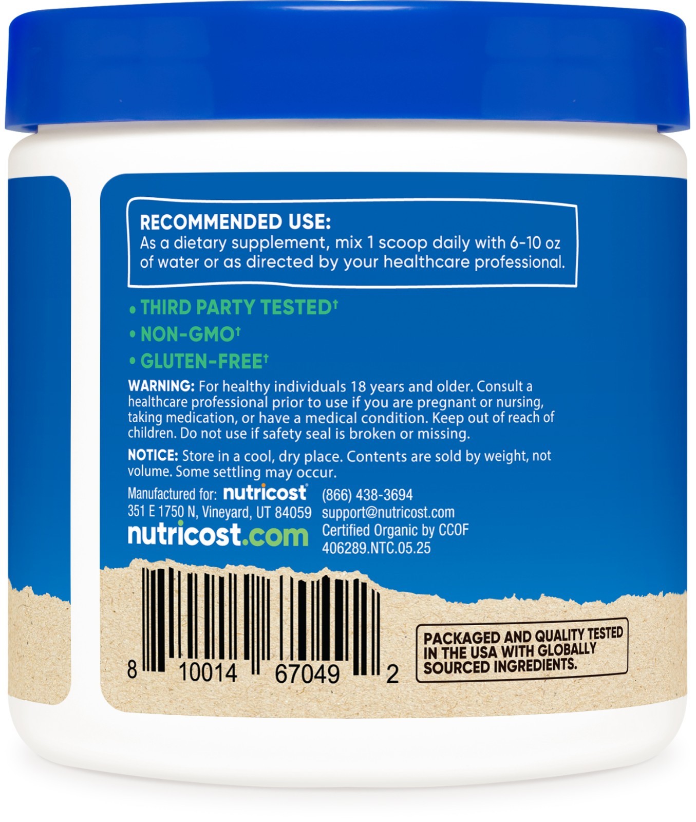 Nutricost Organic Lion’s Mane Mushroom 4 oz – USDA Certified 100% Organic