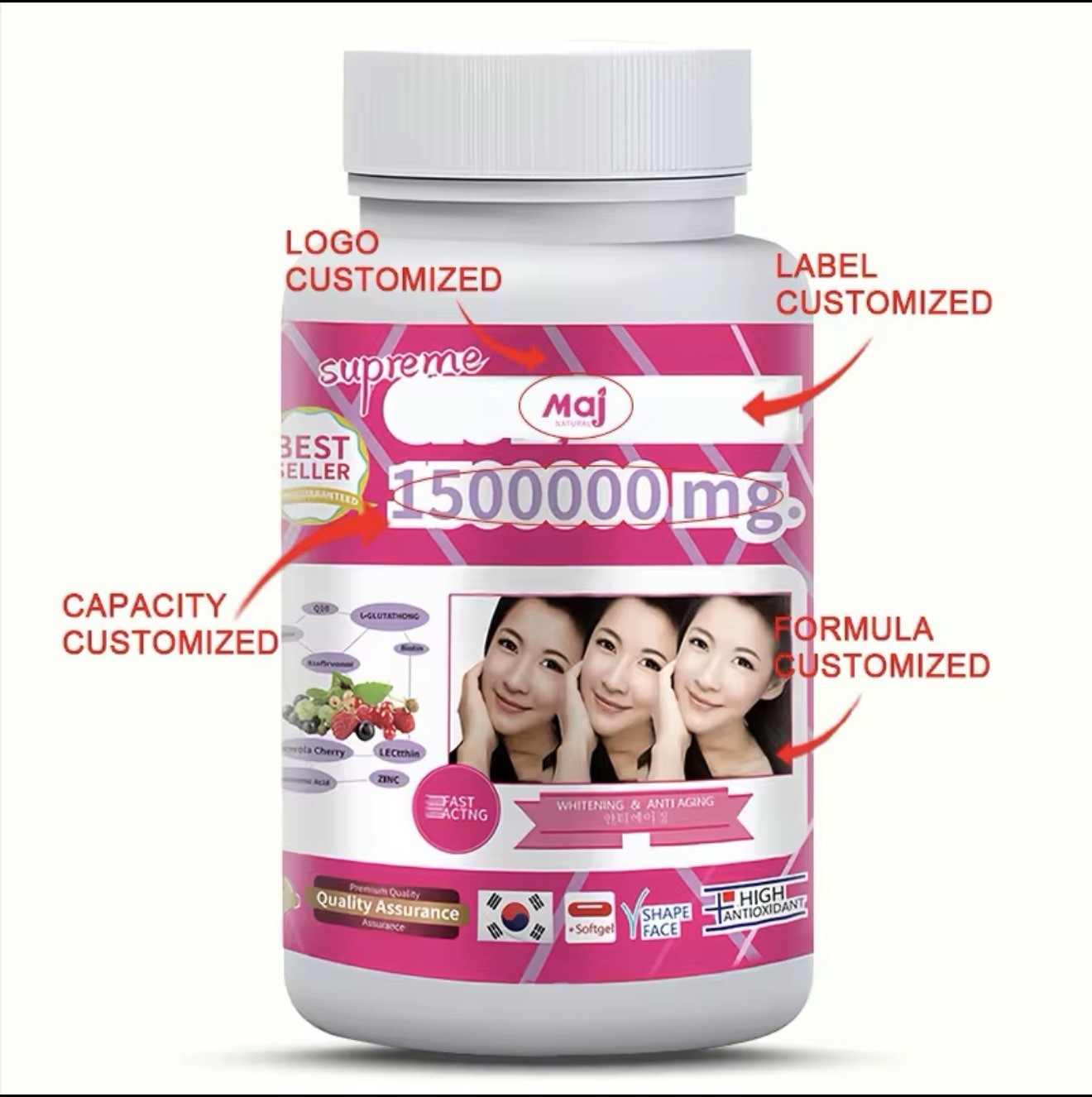 Maj Supreme Glutathione 1500000mg Whitening Softgels Anti-Aging Supplement