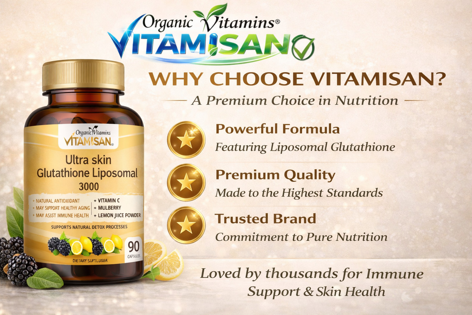 2 Pack Liposomal Glutathione 3000mg + Vitamin C Antioxidant Skin 180 Caps
