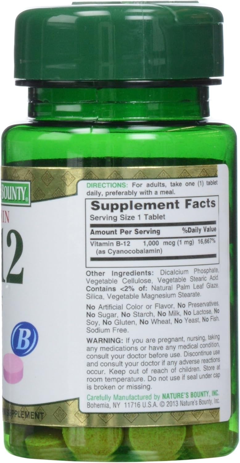 Vitamin B-12 1000 mcg Energy Nervous System Support Tablets 100 Count Pack of 1