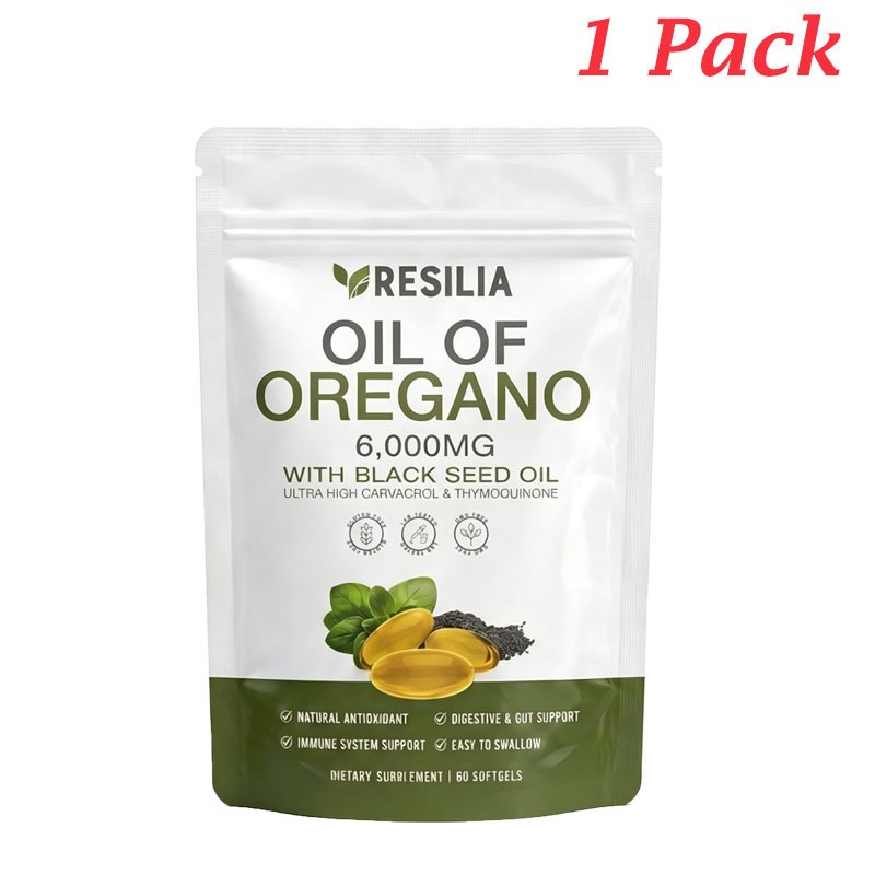 4 Pack Resilia Oil of Oregano 6000mg with Black Seed Oil Softgels – 240 Softgels