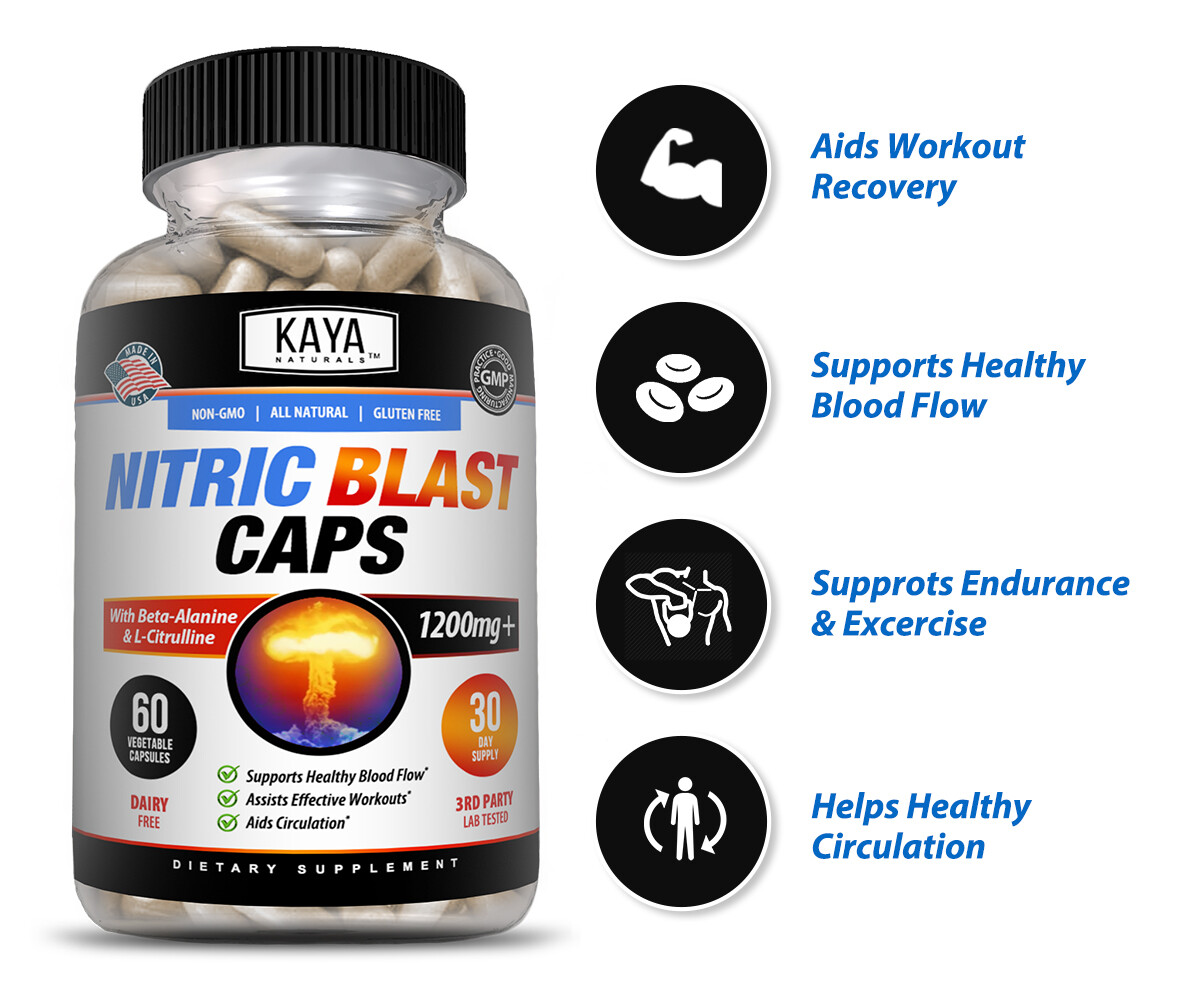 Nitric Blast 60ct L Arginine L Citrulline Nitric Oxide Preworkout Beta Alanine