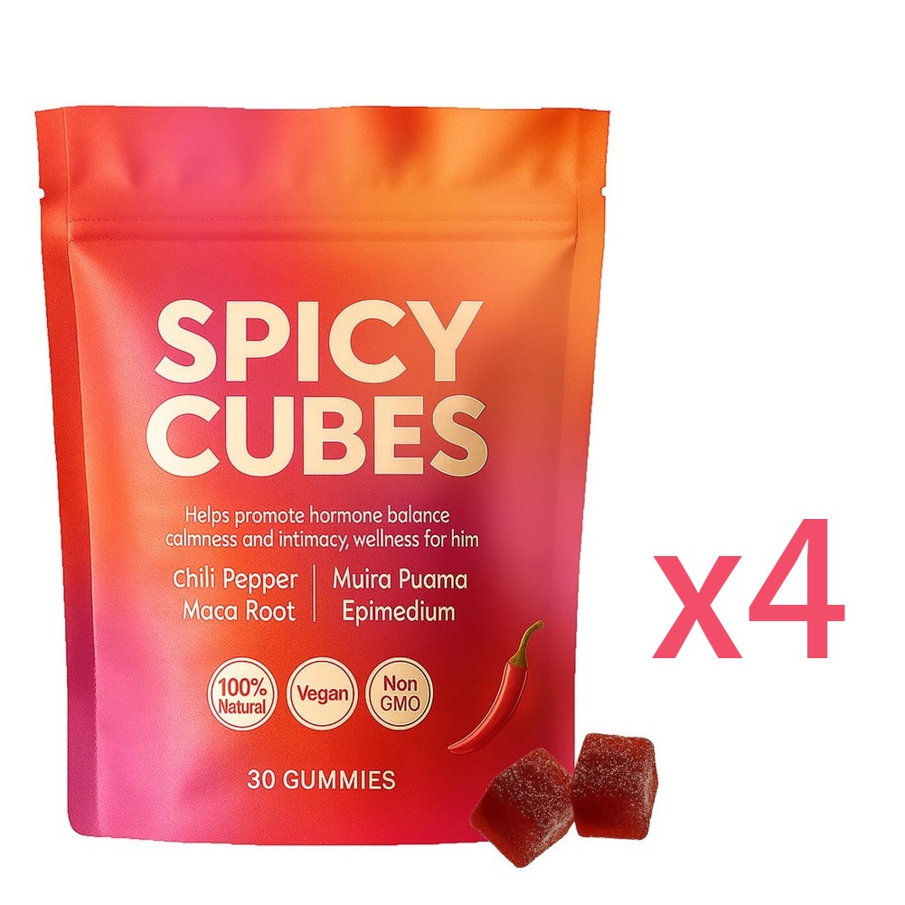 1~5 Bag Spicy Support Hot Peach Gummies Cubes for Calm and Relaxation 30 Gummies