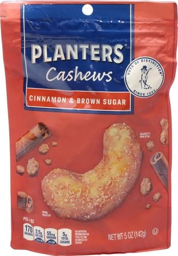 PLANTERS Cashews Cinnamon & Brown Sugar – Trail Mix Snack 5 oz (Pack of 1)