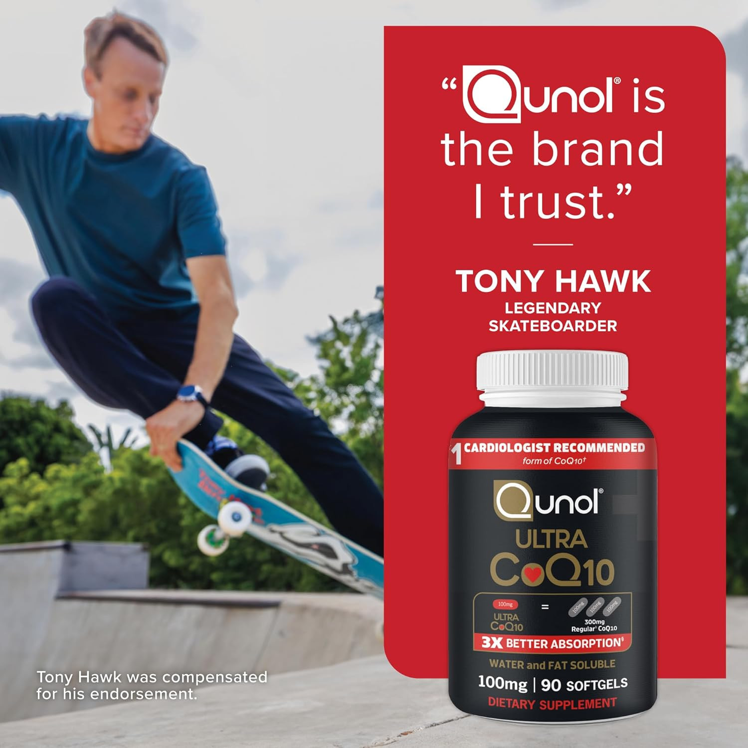 Qunol Ultra Coq10 100Mg, 3X Better Absorption, Patented Water and Fat Soluble Na