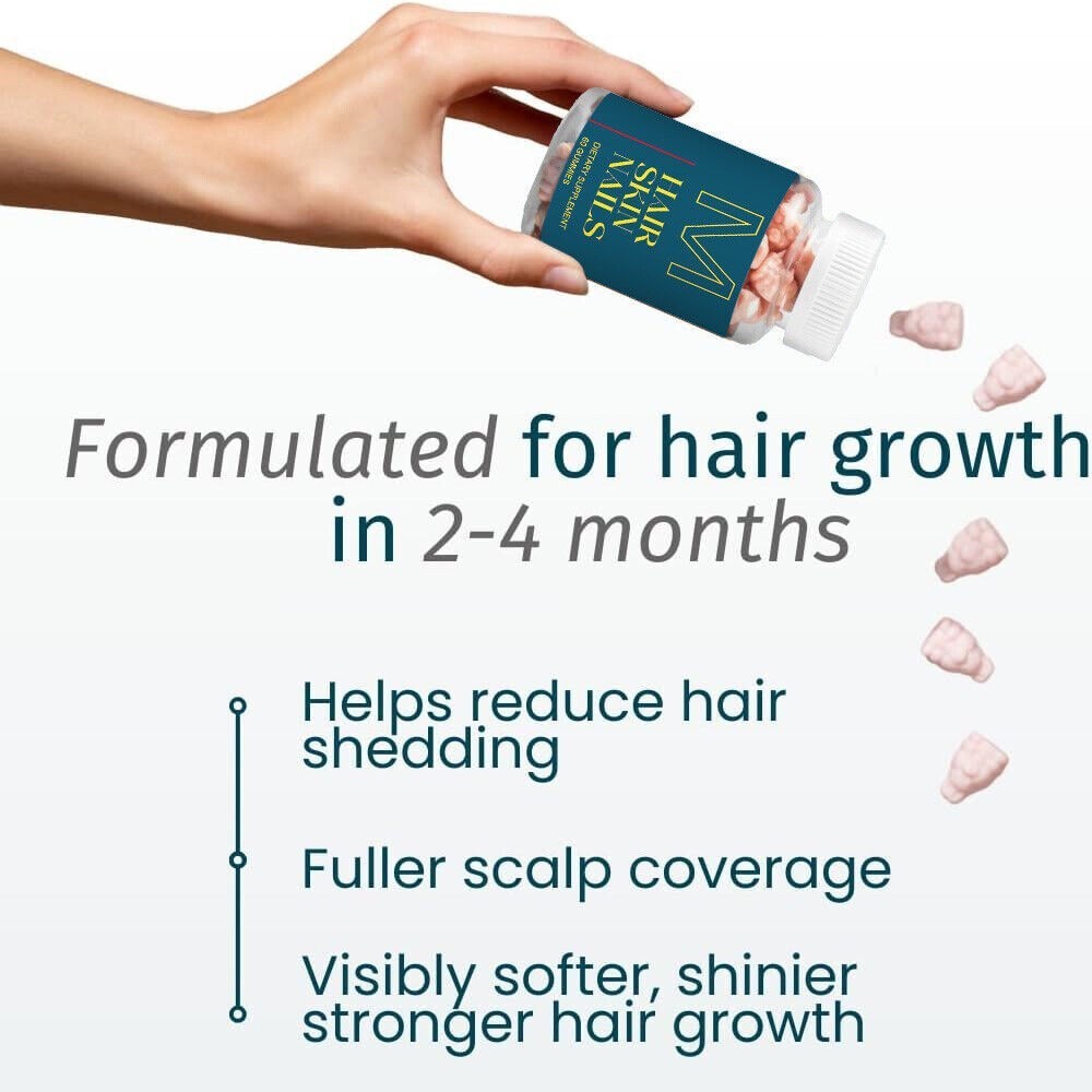 60 Skin Hair and Nails Gummies – Supports Healthy Hair – Vegan Biotin Vitamins