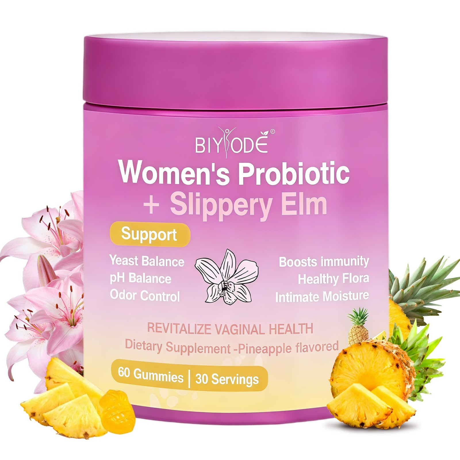 1-5PCS Feminine Probiotics Gummies Slippery Elm & Counts Women 60 Prebiotics