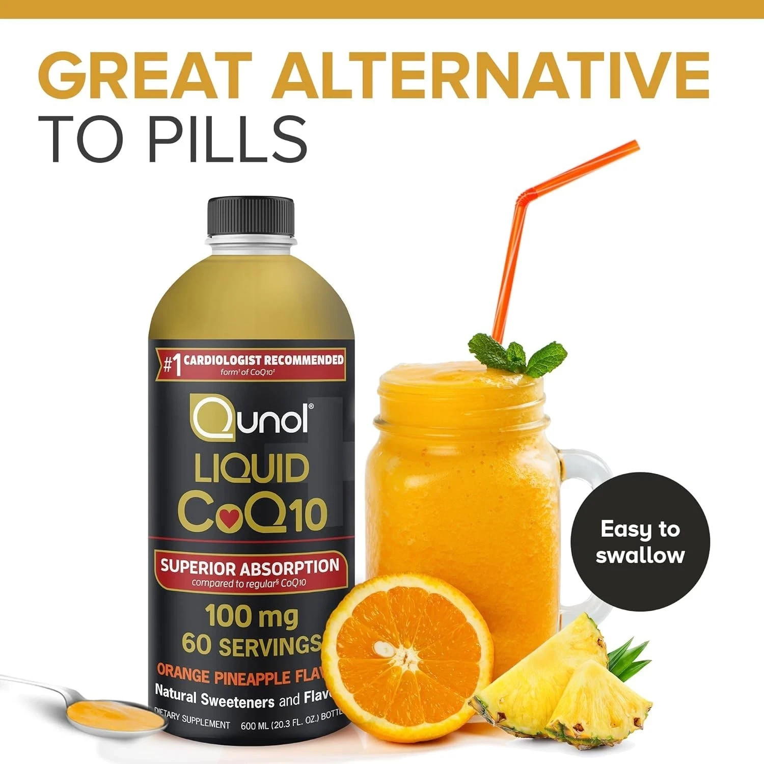 Qunol Liquid CoQ10 100mg Superior Absorption Heart Health 30.4oz 90 Servings