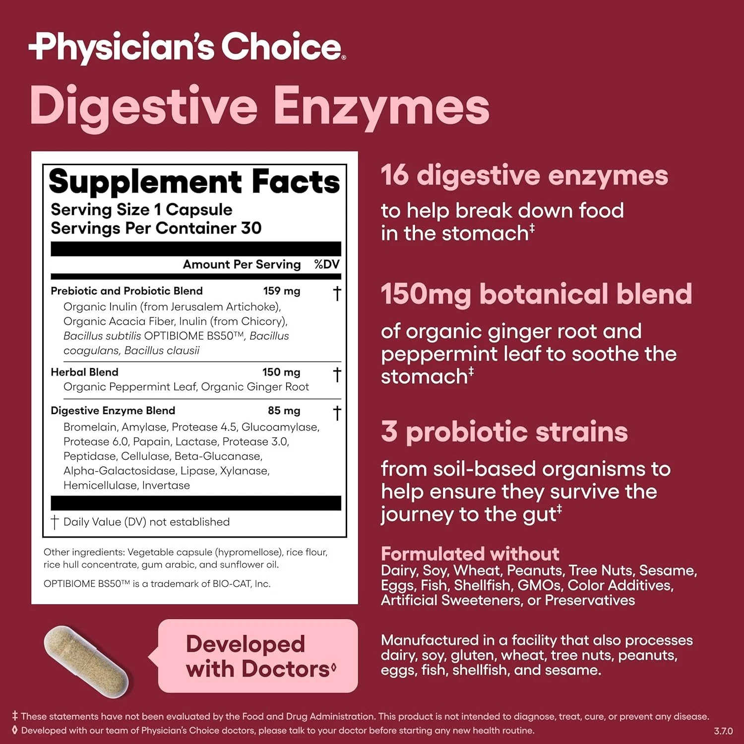 Physician’s CHOICE Digestive Enzymes – Multi Enzymes, Bromelain, Organic Prebiot