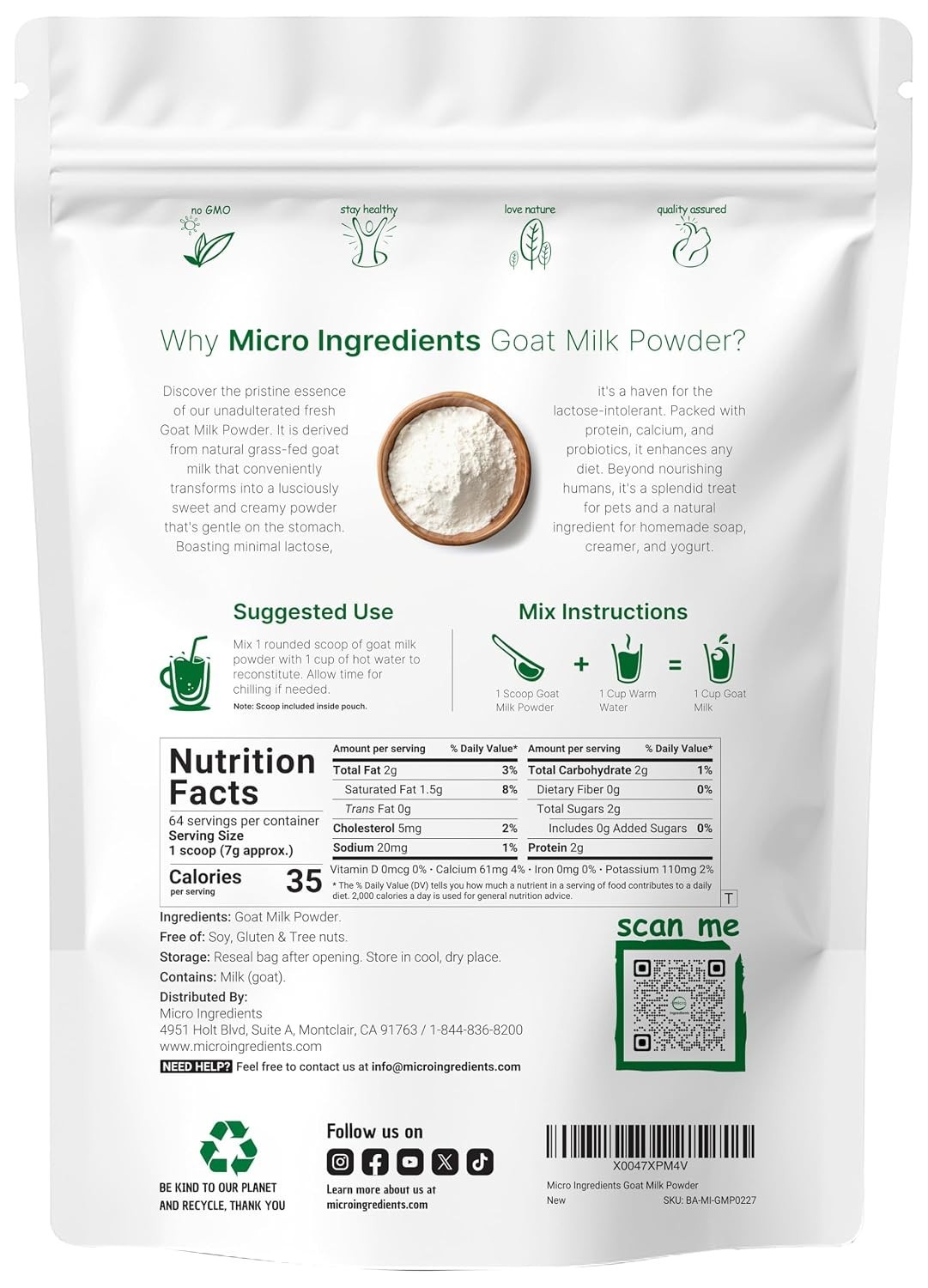 Goat Milk Powder, 2 Lb | Grass Fed Source, Australian Farm Derived, Unadulter…