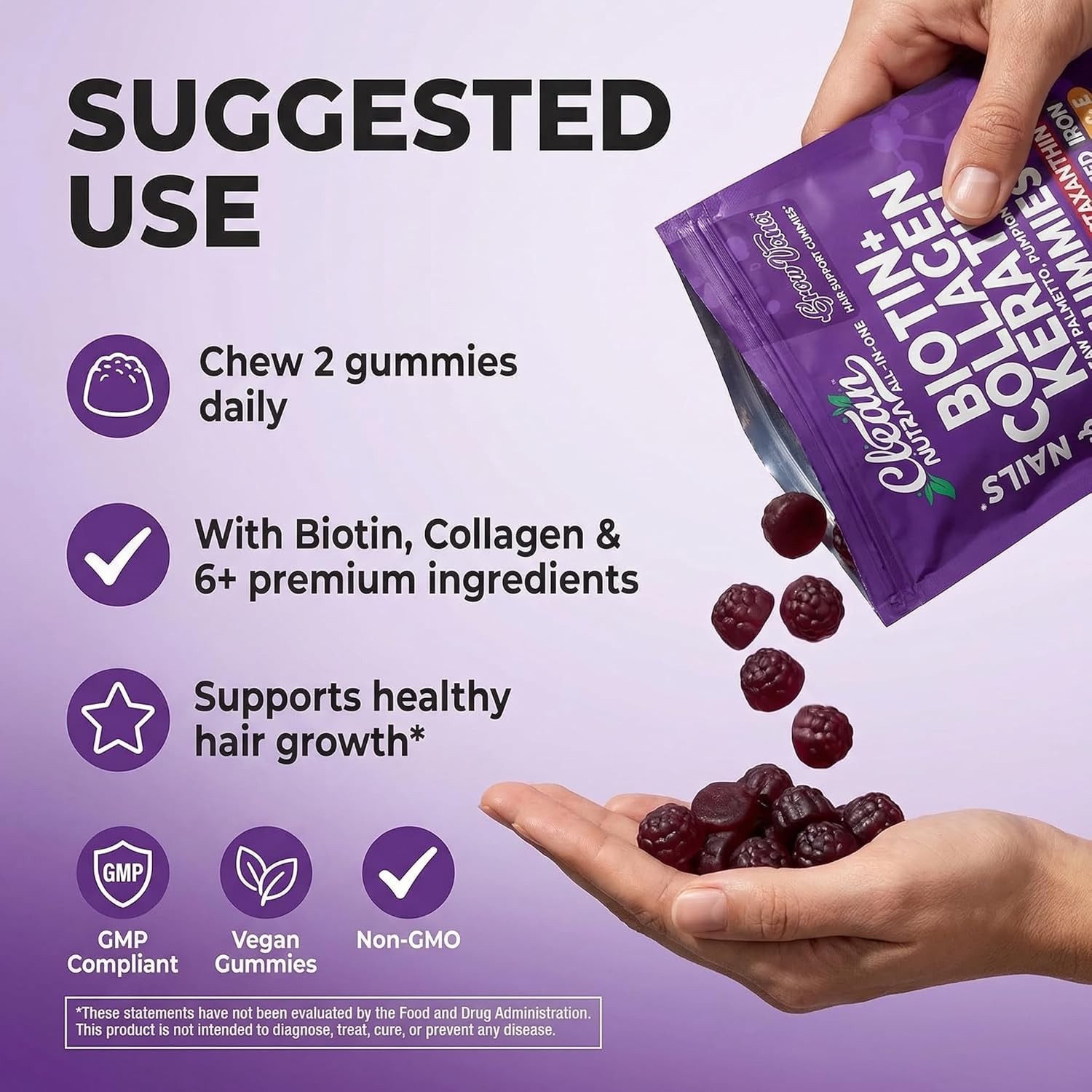 GrowVana Hair Growth Gummies Women Biotin Collagen Keratin Saw Palmetto 90ct