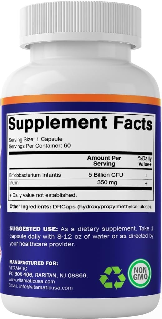Gut Health Probiotic – 60 Capsules of Bifidobacterium Infantis 5 Billion CFU