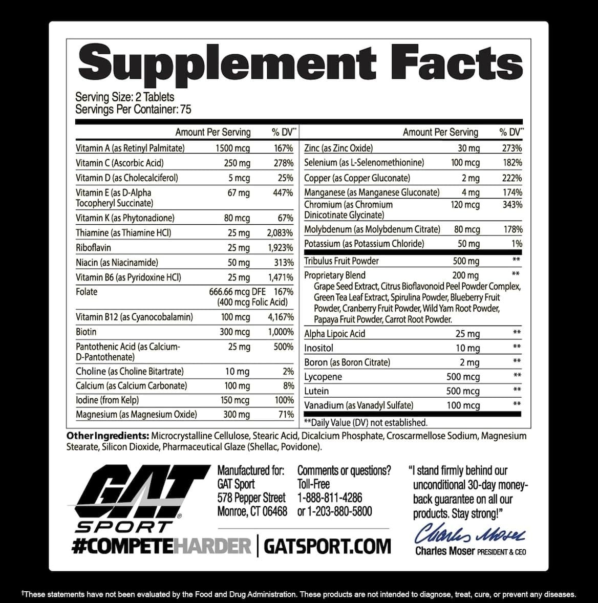 GAT Mens Multi + Test, 150 Tablets