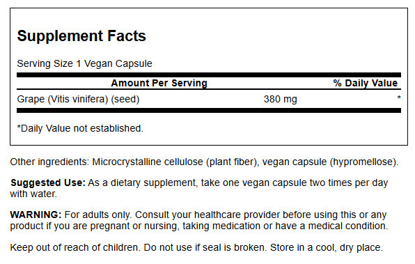 Swanson Grape Seed Capsules, 380 mg, 100 Count