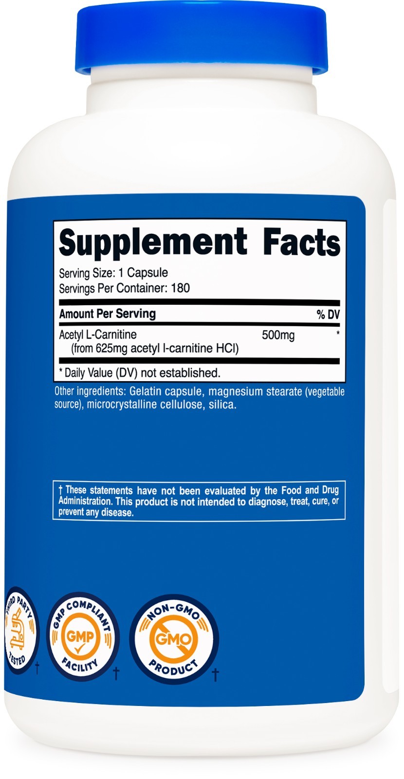 Nutricost Acetyl L-Carnitine 500mg, 180 Capsules – Non-GMO and Gluten Free