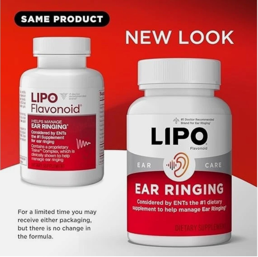 Lipo Flavonoid Tinnitus Relief For Ringing Ears Ear Health, 100 CT – Exp 2/2027+