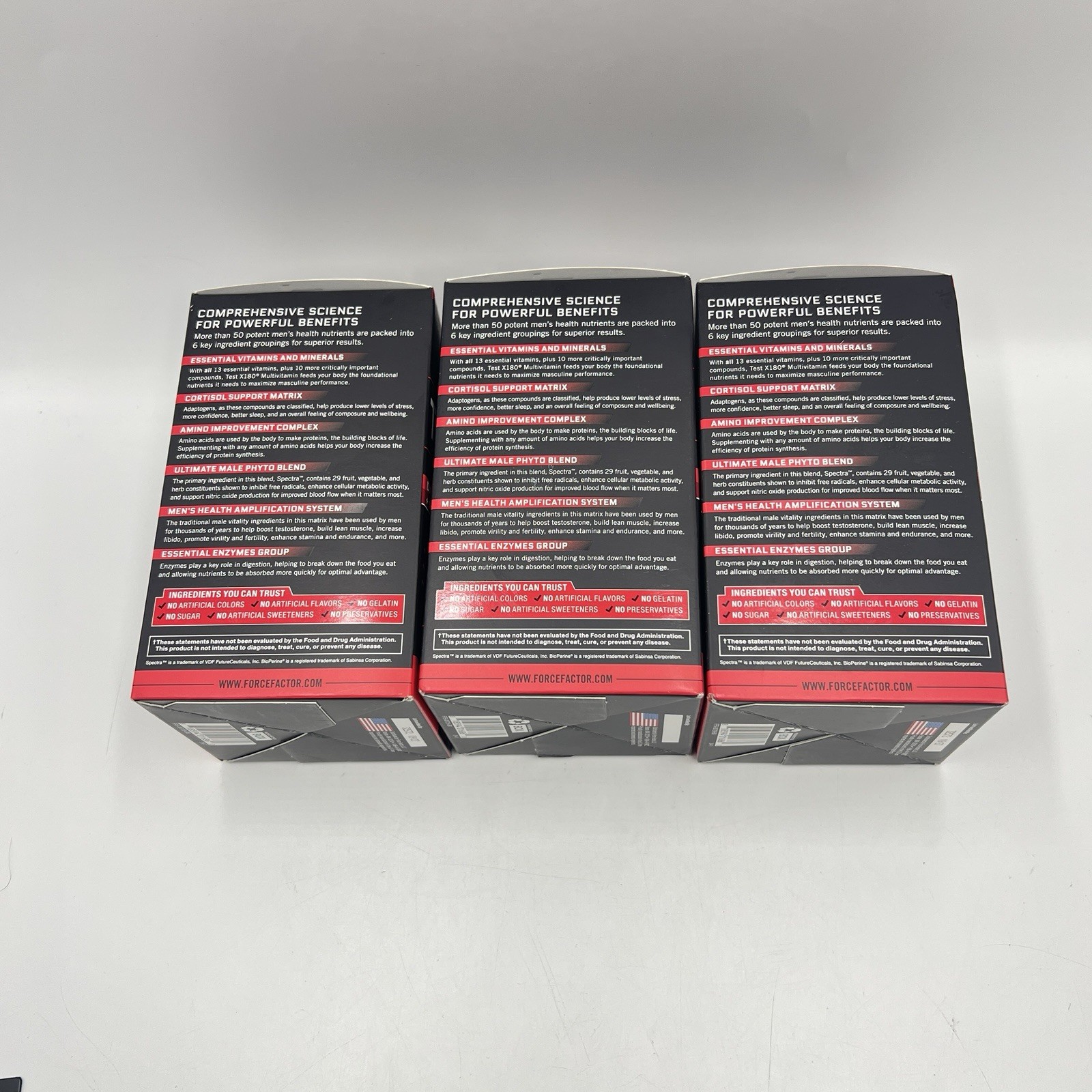 Force Factor Test X180 Multivitamin 120 Tablets 3 Boxes (360 Total) New 09/2027