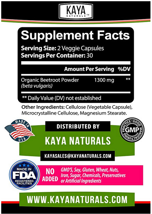 (2 Pack) Organic Beet Root Powder 1300mg Per Serving, 120 Capsules Total