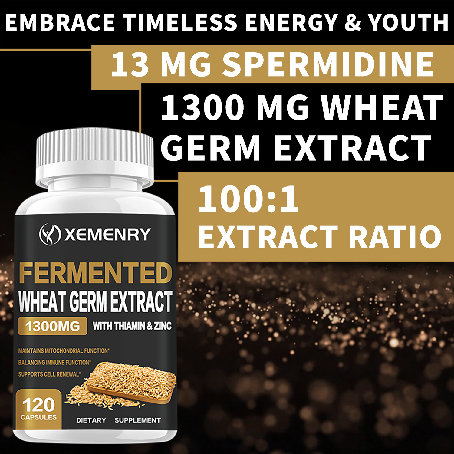 Fermented Wheat Germ Extract 1300mg – for Anti-Aging, Antioxidant, Cell Renewal
