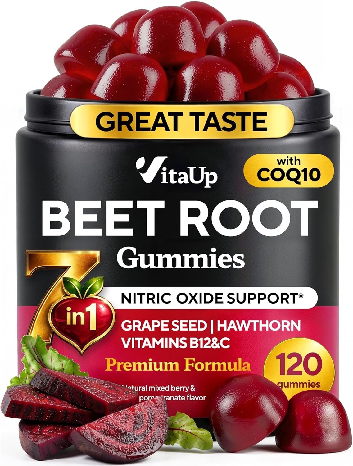 VitaUp Beet Root Gummies – Beetroot Supplement with CoQ10, Grape Seed, Vitami…