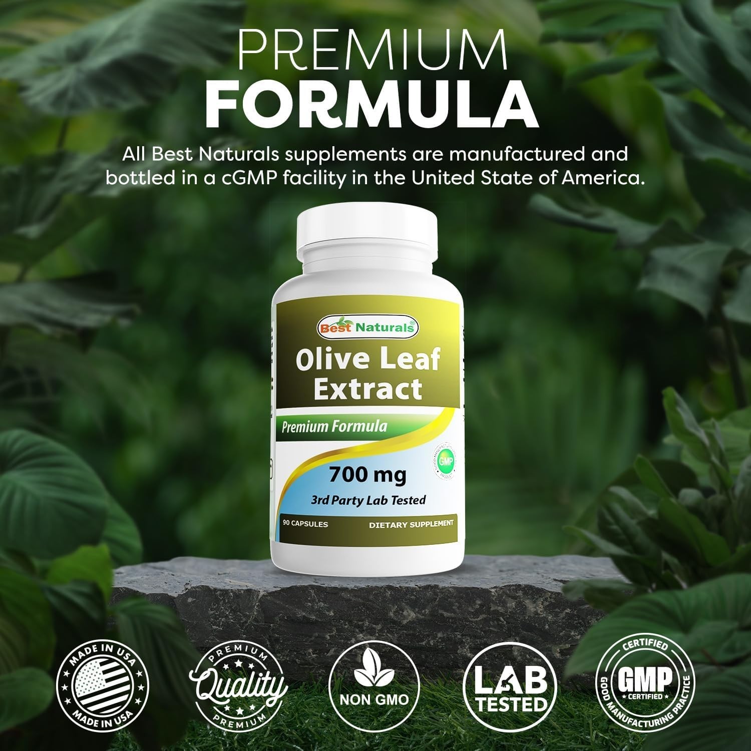 Olive Leaf Extract Capsules 700 Mg – 90 Count, GMP Certified, Made in USA