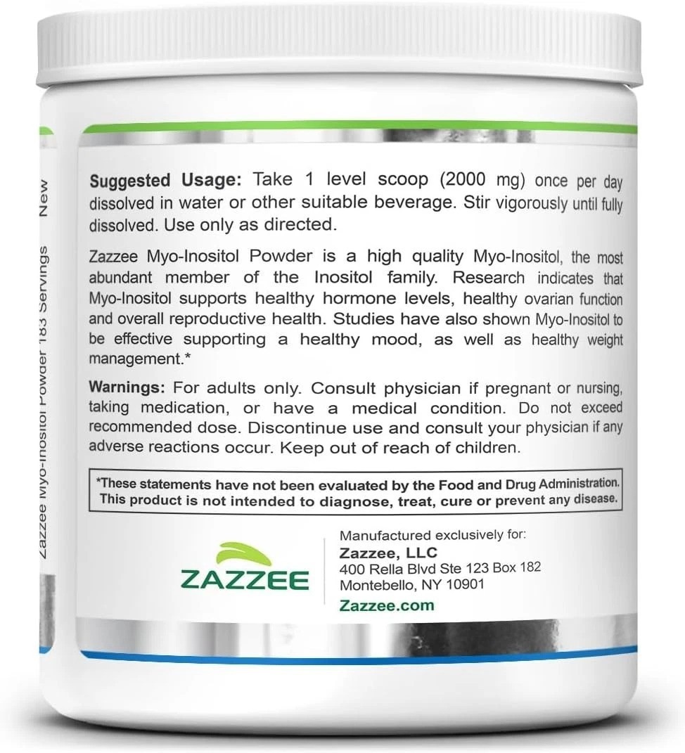 Myo-Inositol Powder, 6 Supply, 183 Servings, 2000 mg per Serving, Free Scoop…