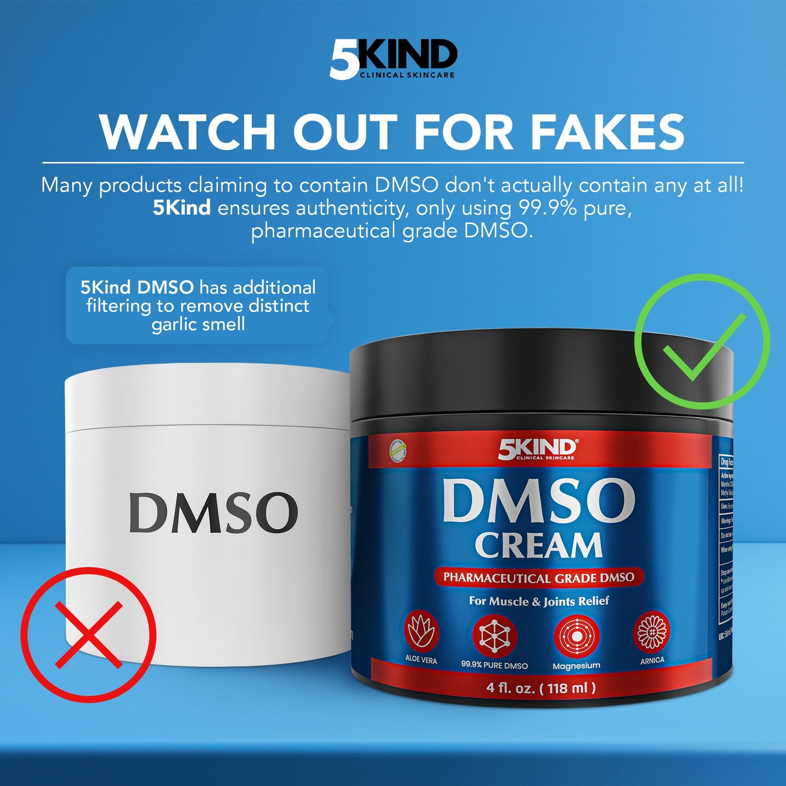 DMSO Pain Relief Cream 4 fl oz | 99.9% Pure, Aloe Vera, Menthol
