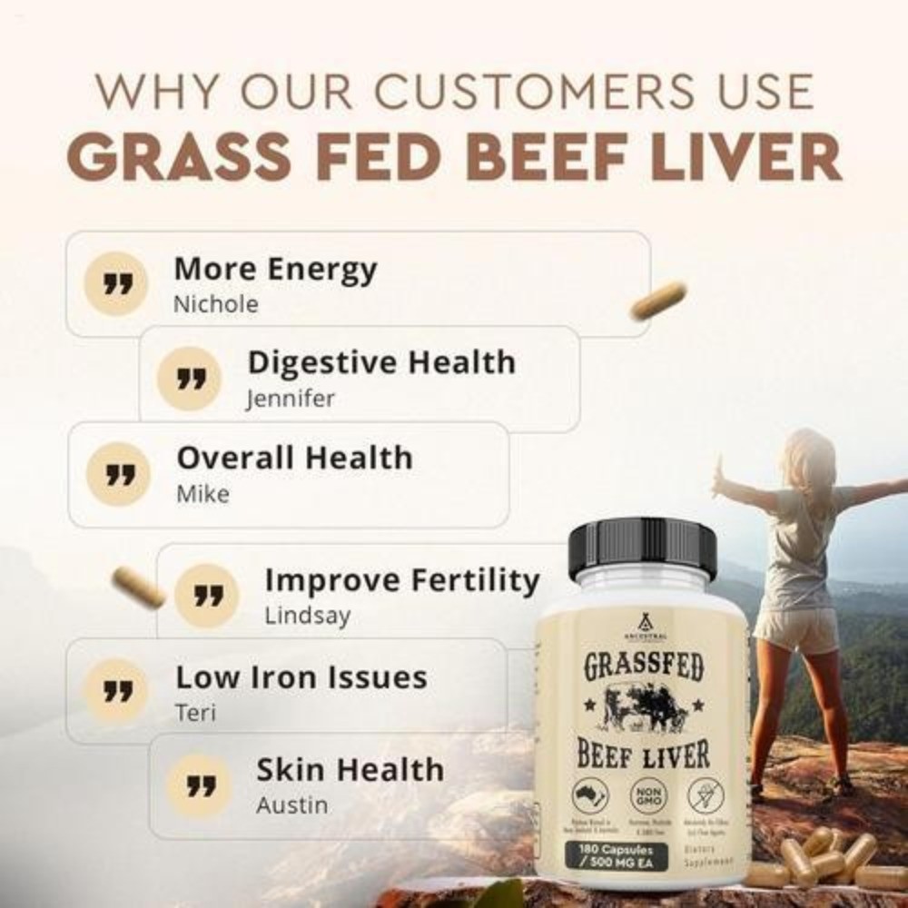 2 bottles Ancestral Supplements Grass Fed Beef Thyroid 500 Mg 180 Capsules