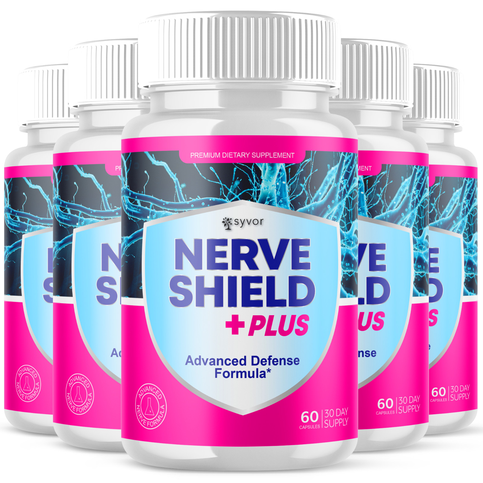 (5 Pack) Nerve Shield Nootropic All Natural NerveShield Supplement 300 Capsules