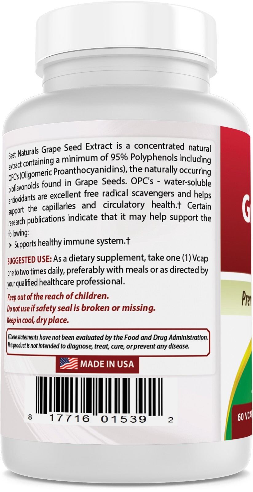 Best Naturals, Grape Seed Extract 400 mg 60 Vcaps *Cardiovascular Health*
