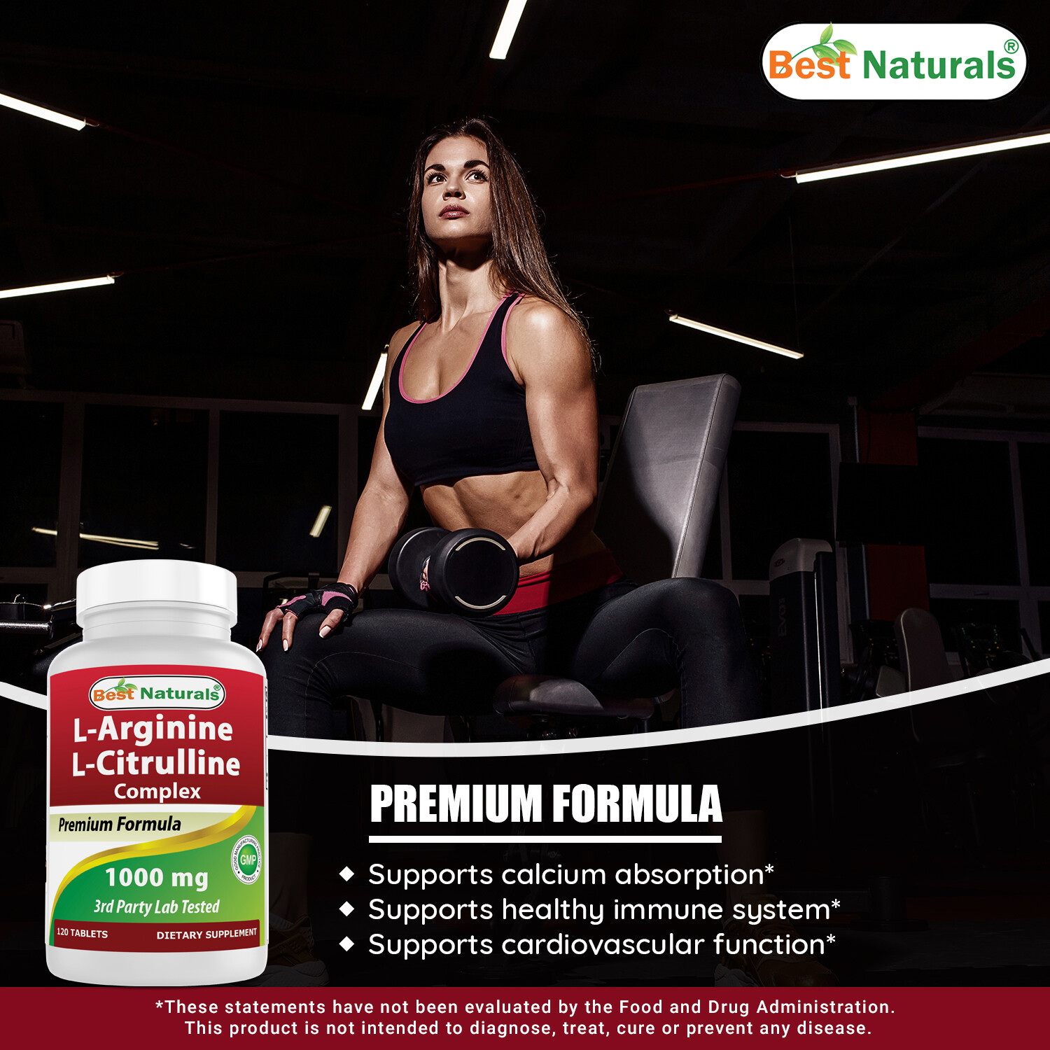 3 Pack Best Naturals L-Arginine L-Citruline Complex 1000 mg 120 Tablets