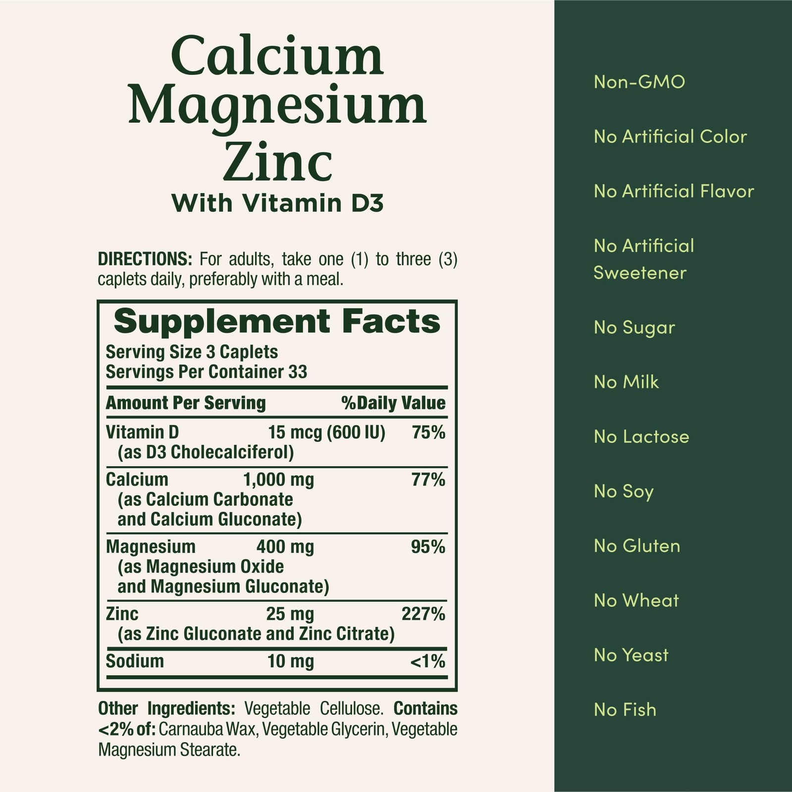 Nature’s Bounty Calcium Magnesium & Zinc Caplets, 100 Count (Pack of 1) FROM USA