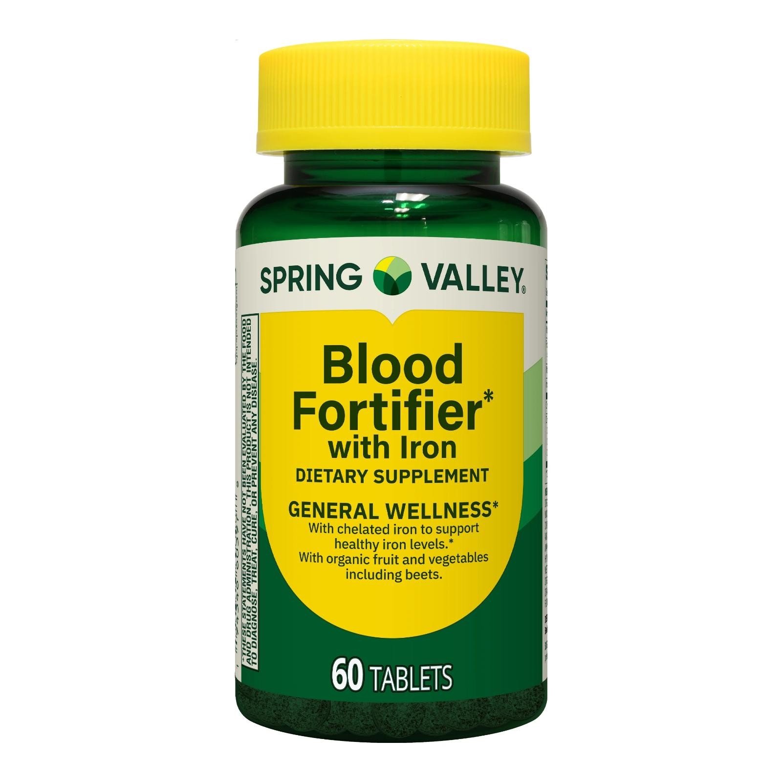 Spring Valley Blood Fortifier Iron Beet Root Folate General Wellness, 60 Tabs