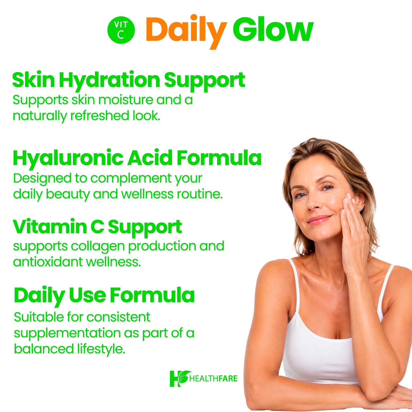 Hyaluronic Acid 250mg 210 Capsules 25mg of Vitamin C For Joint and Skin Health