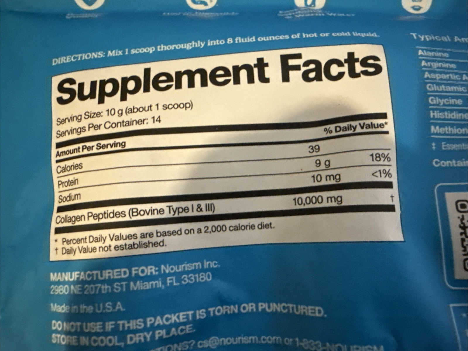Collagen Peptides Powder Unisex Hydrolyzed Types I & III 14 Serving EXP 8/28 NEW
