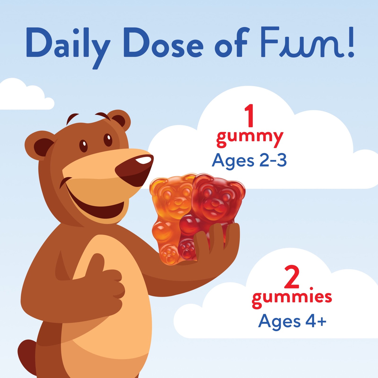 Gummy Multivitamin for Kids Children Toddlers Ages 2+ Years 70 Count Fruit