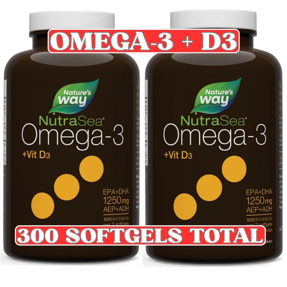 Nature’s Way NutraSea Omega-3 1250mg + Vitamin D3 2-Pack 300 Softgels