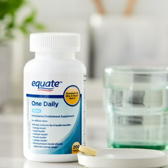 Equate One Daily Men’s Multivitamin/Multimineral Supplement Tablets, 200 Count,