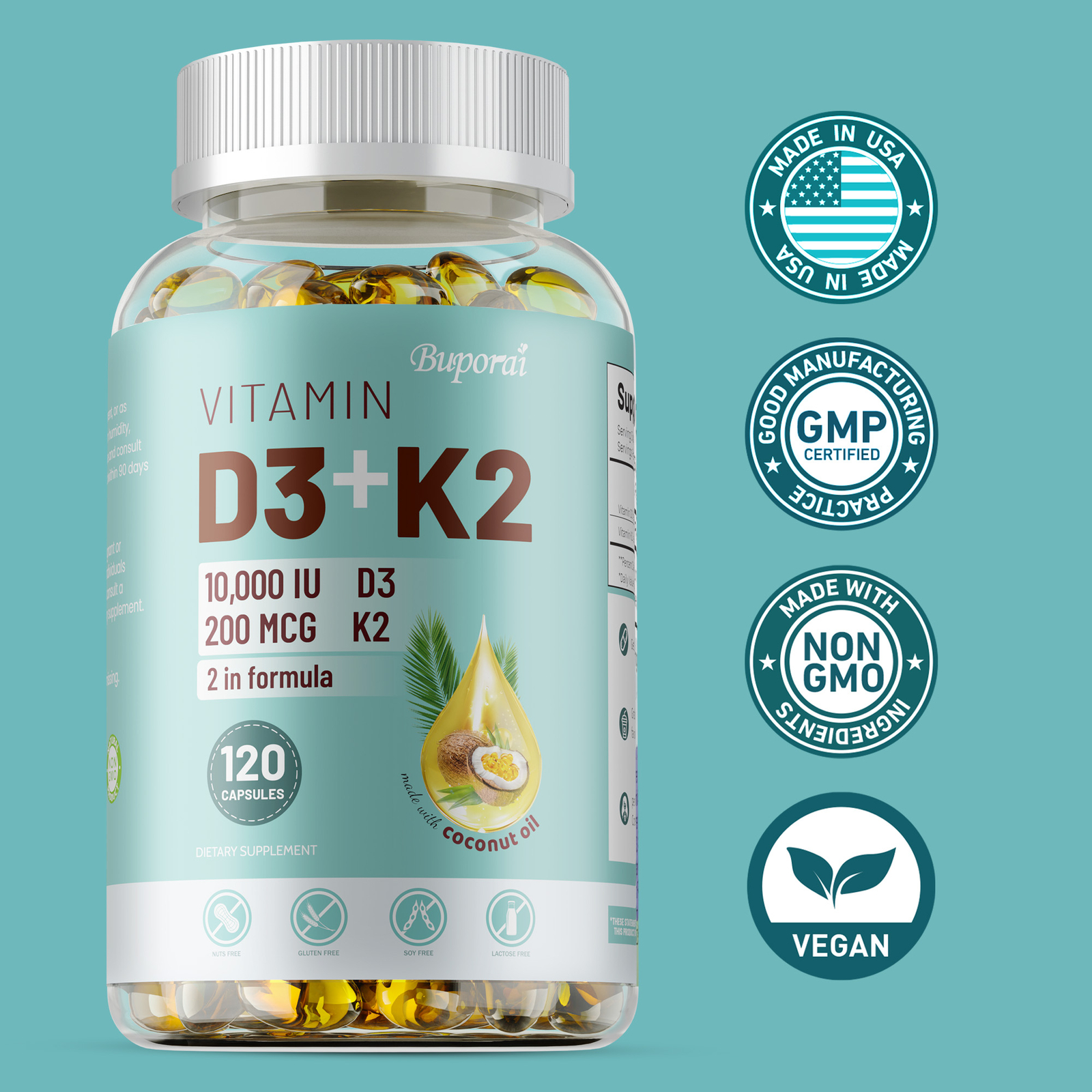 Vitamin D3 + K2-Immune & Metabolism Support-Bone & Joint Health,Boosts Immunity