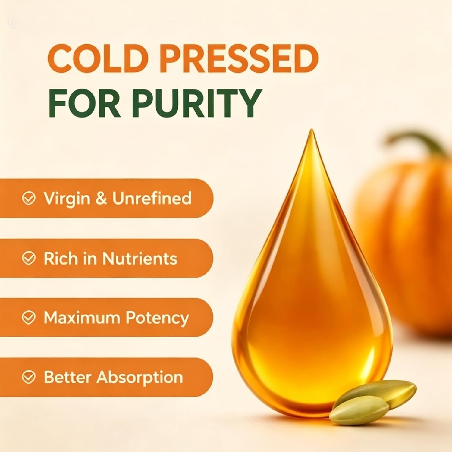 Pumpkin Seed Oil Saw Palmetto Capsules | Hair Prostate Support | 60 Softgels