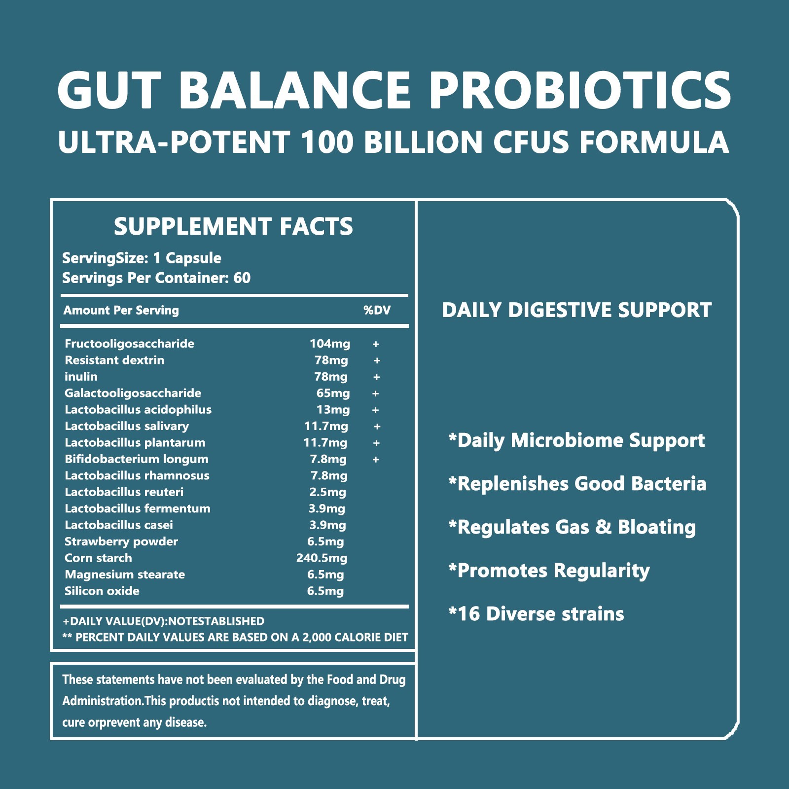 Probiotic 100 Billion & Digestive Enzyme Supplement Food Breakdown 60ct Set