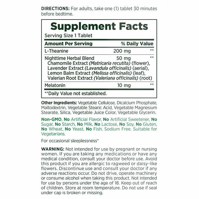 Nature’s Bounty Sleep3 10mg Melatonin, 120 Tablets Triple Action, Exp. 10/2024