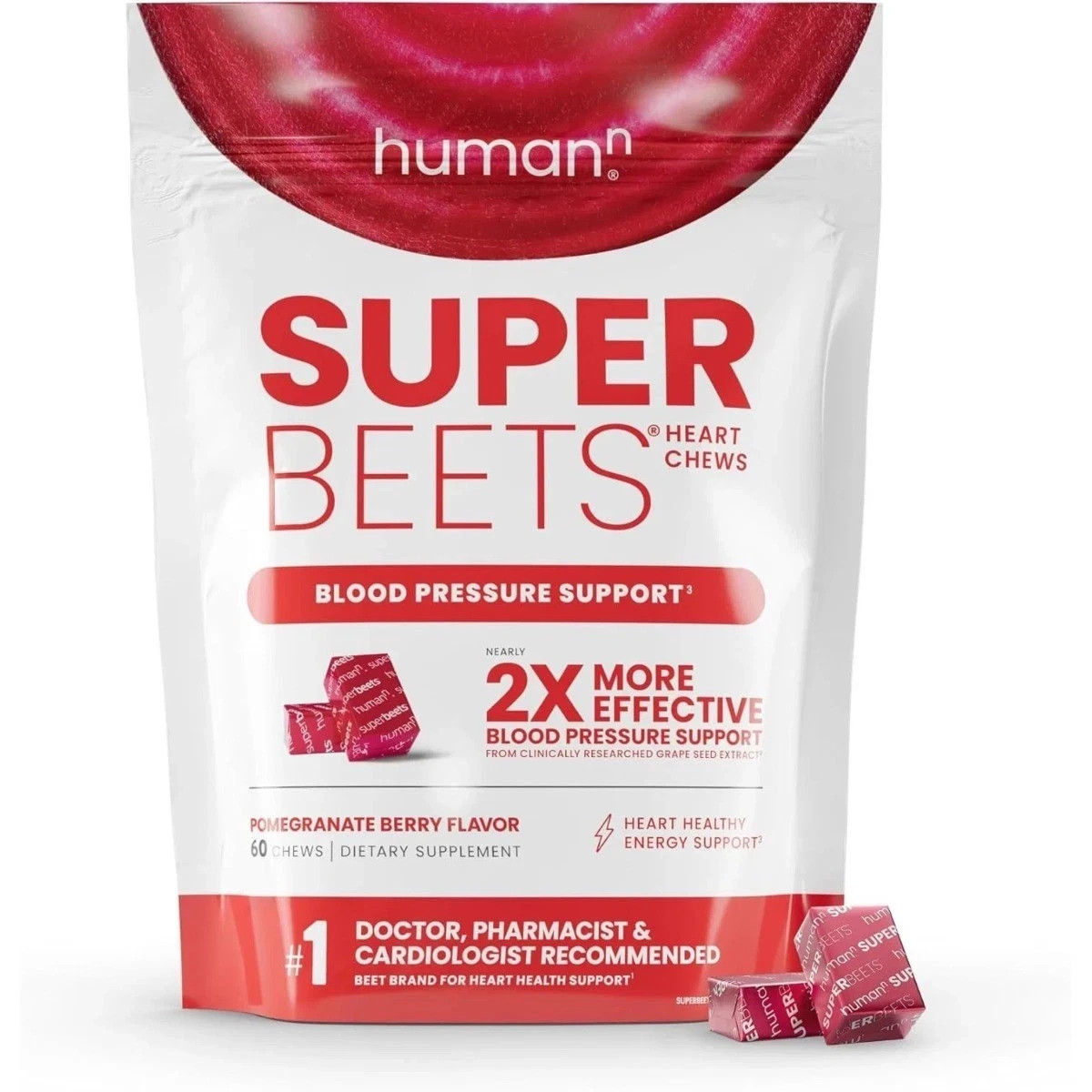HumanN SuperBeets Heart Chews – Pomegranate+ Sealed+ Free Ship