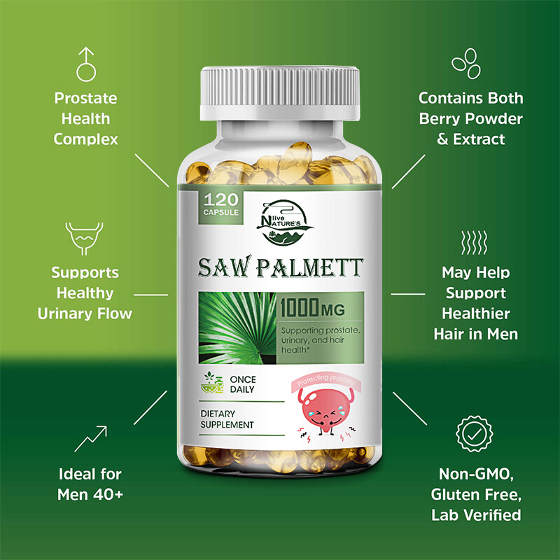 120 Saw Softgels Palmetto Extract 1000mg Prostate Supplement Urinary Men Health